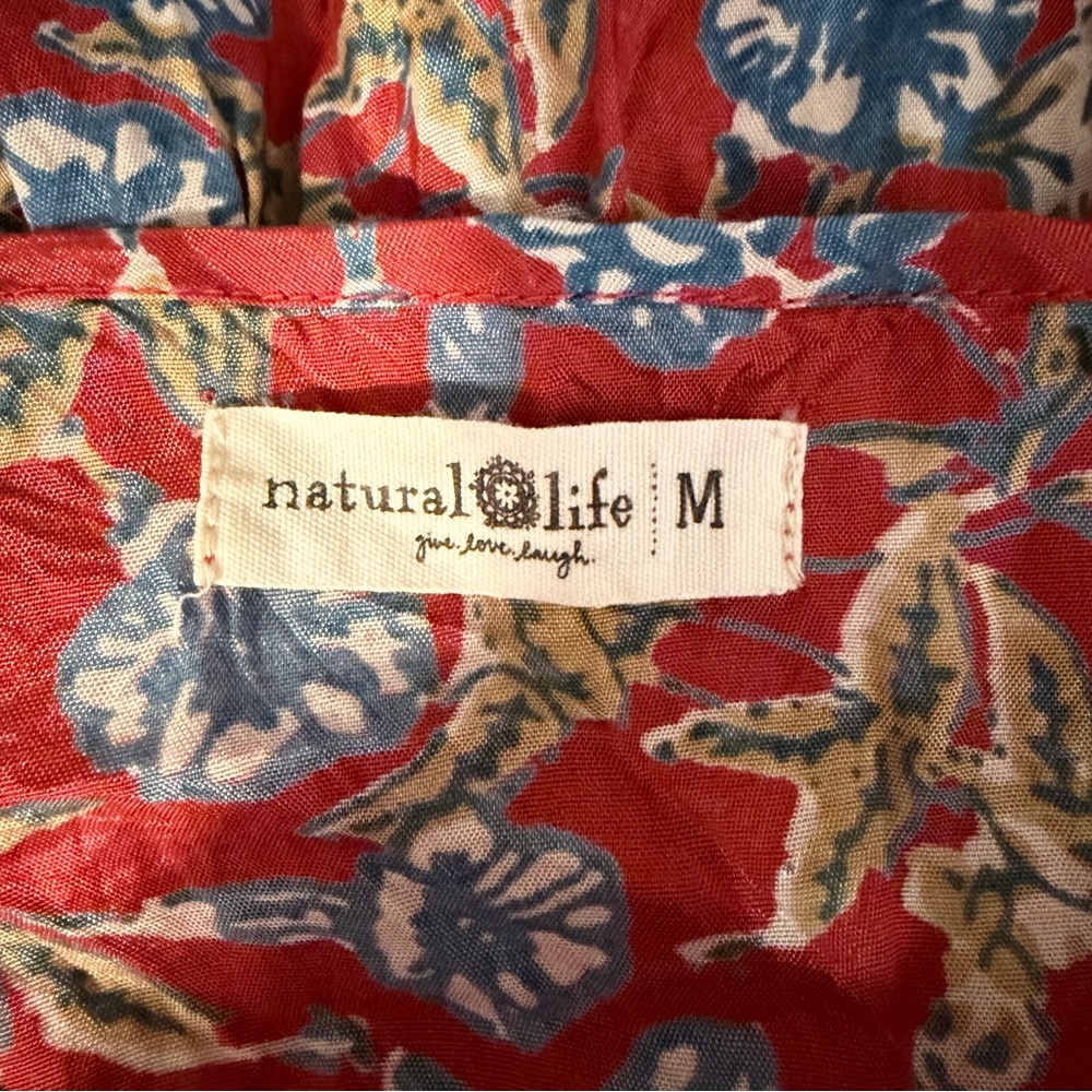 Natural Life Red Olive Leaf Bella Maxi Dress Size Medium 23183 - Picture 9 of 11